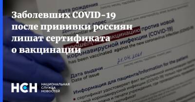 Заболевших COVID-19 после прививки россиян лишат сертификата о вакцинации - nsn.fm - Россия