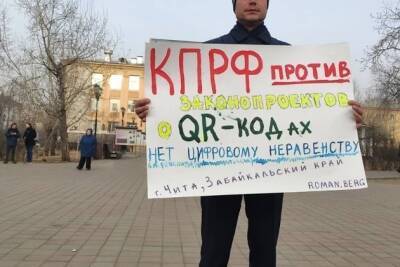 Депутат заксобрания Берг провёл в Чите пикет против QR-кодов - chita.ru - Чита