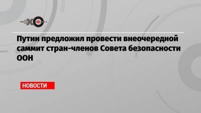 Владимир Путин - Путин предложил провести внеочередной саммит стран-членов Совета безопасности ООН - echo.msk.ru