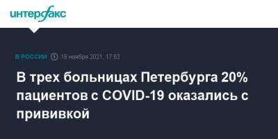В трех больницах Петербурга 20% пациентов с COVID-19 оказались с прививкой - interfax.ru - Санкт-Петербург - Москва - Петербург