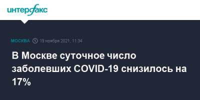 В Москве суточное число заболевших COVID-19 снизилось на 17% - interfax.ru - Москва
