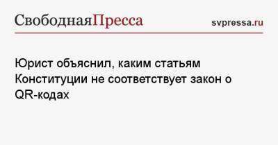 Юрист объяснил, каким статьям Конституции не соответствует закон о QR-кодах - svpressa.ru