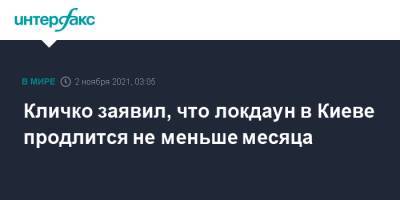 Виталий Кличко - Кличко заявил, что локдаун в Киеве продлится не меньше месяца - interfax.ru - Москва - Украина - Киев