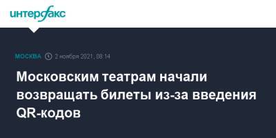 Московским театрам начали возвращать билеты из-за введения QR-кодов - interfax.ru - Москва