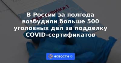 В России за полгода возбудили больше 500 уголовных дел за подделку COVID-сертификатов - news.mail.ru - Россия