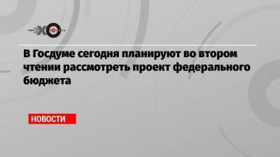 В Госдуме сегодня планируют во втором чтении рассмотреть проект федерального бюджета - echo.msk.ru