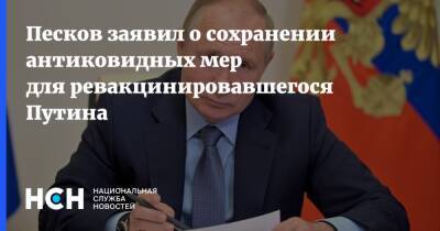 Владимир Путин - Дмитрий Песков - Песков заявил о сохранении антиковидных мер для ревакцинировавшегося Путина - nsn.fm