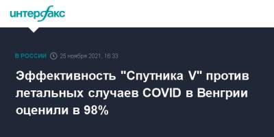 Эффективность "Спутника V" против летальных случаев COVID в Венгрии оценили в 98% - interfax.ru - Россия - Москва - Венгрия