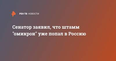 Владимир Круглый - Сенатор заявил, что штамм "омикрон" уже попал в Россию - ren.tv - Россия - Египет