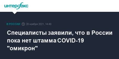 Камиль Хафизов - Специалисты заявили, что в России пока нет штамма COVID-19 "омикрон" - interfax.ru - Россия - Москва