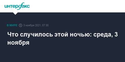 Никита Зайцев - Что случилось этой ночью: среда, 3 ноября - interfax.ru - Москва