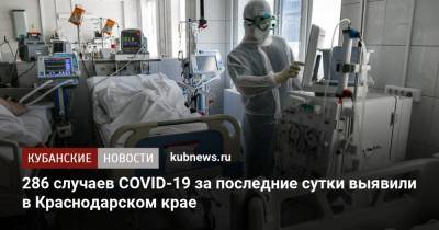 286 случаев COVID-19 за последние сутки выявили в Краснодарском крае - kubnews.ru - Краснодарский край - Сочи - Краснодар - Новороссийск - Анапа - Лабинск