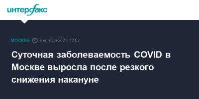 Суточная заболеваемость COVID в Москве выросла после резкого снижения накануне - interfax.ru - Москва
