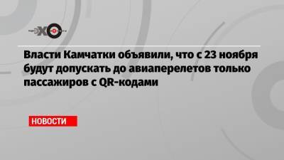 Владимир Солодов - Власти Камчатки объявили, что с 23 ноября будут допускать до авиаперелетов только пассажиров с QR-кодами - echo.msk.ru - Хабаровский край