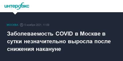 Заболеваемость COVID в Москве в сутки незначительно выросла после снижения накануне - interfax.ru - Москва
