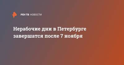 Нерабочие дни в Петербурге завершатся после 7 ноября - ren.tv - Россия - Санкт-Петербург
