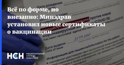 Всё по форме, но внезапно: Минздрав установил новые сертификаты о вакцинации - nsn.fm - Россия