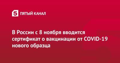 В России с 8 ноября вводится сертификат о вакцинации от COVID-19 нового образца - 5-tv.ru - Россия
