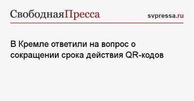 Дмитрий Песков - В Кремле ответили на вопрос о сокращении срока действия QR-кодов - svpressa.ru - Россия