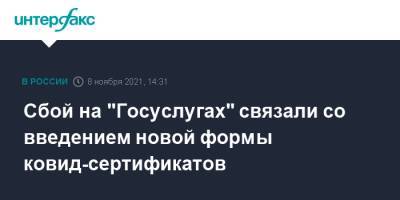 Сбой на "Госуслугах" связали со введением новой формы ковид-сертификатов - interfax.ru - Москва