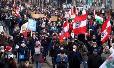 Десятки тысяч человек протестуют в Вене против обязательной вакцинации от ковида - capital.ua - Украина - Вена - Австрия