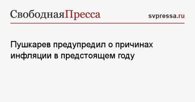 Андрей Белоусов - Пушкарев предупредил о причинах инфляции в предстоящем году - svpressa.ru - Россия
