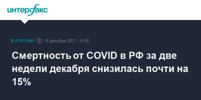 Татьяна Голикова - Смертность от COVID в РФ за две недели декабря снизилась почти на 15% - interfax.ru - Россия - Москва