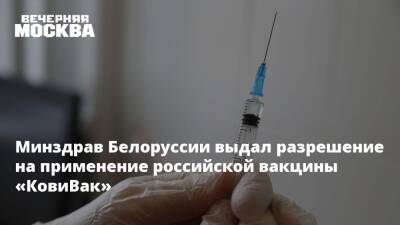 Минздрав Белоруссии выдал разрешение на применение российской вакцины «КовиВак» - vm.ru - Белоруссия - Минздрав