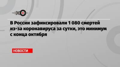 В России зафиксировали 1 080 смертей из-за коронавируса за сутки, это минимум с конца октября - echo.msk.ru - Россия