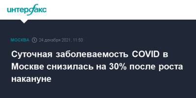 Суточная заболеваемость COVID в Москве снизилась на 30% после роста накануне - interfax.ru - Россия - Москва