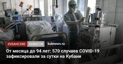От месяца до 94 лет: 570 случаев COVID-19 зафиксировали за сутки на Кубани - kubnews.ru - Краснодарский край - Сочи - Краснодар - Новороссийск - Северск - район Динский