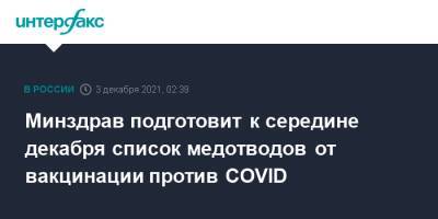 Минздрав подготовит к середине декабря список медотводов от вакцинации против COVID - interfax.ru - Россия - Москва