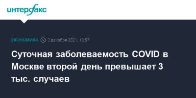 Суточная заболеваемость COVID в Москве второй день превышает 3 тыс. случаев - interfax.ru - Россия - Москва
