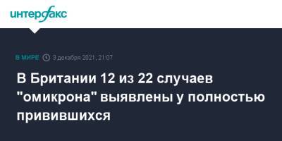 В Британии 12 из 22 случаев "омикрона" выявлены у полностью привившихся - interfax.ru - Москва - Англия