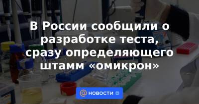 В России сообщили о разработке теста, сразу определяющего штамм «омикрон» - news.mail.ru - Россия