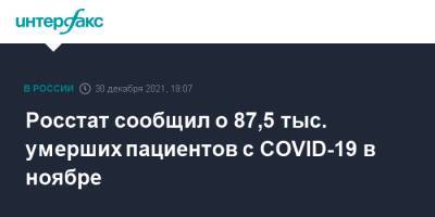 Росстат сообщил о 87,5 тыс. умерших пациентов с COVID-19 в ноябре - interfax.ru - Россия - Москва