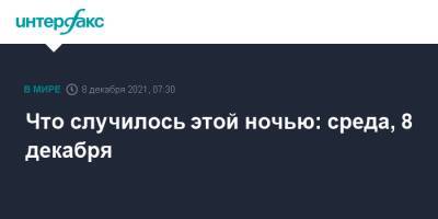 Что случилось этой ночью: среда, 8 декабря - interfax.ru - Россия - Москва - Франция - Украина - Киев