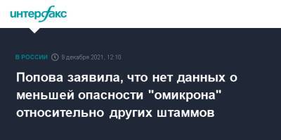 Анна Попова - Попова заявила, что нет данных о меньшей опасности "омикрона" относительно других штаммов - interfax.ru - Россия - Москва