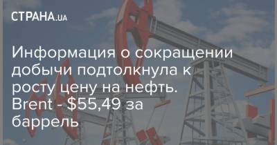 Информация о сокращении добычи подтолкнула к росту цену на нефть. Brent - $55,49 за баррель - strana.ua - Киев - Лондон - Саудовская Аравия - Нью-Йорк