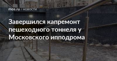 Завершился капремонт пешеходного тоннеля у Московского ипподрома - mos.ru