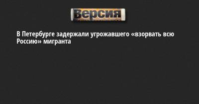 В Петербурге задержали угрожавшего «взорвать всю Россию» мигранта - neva.versia.ru - Россия - Санкт-Петербург - Узбекистан