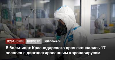 В больницах Краснодарского края скончались 17 человек с диагностированным коронавирусом - kubnews.ru - Краснодарский край - Сочи - Анапа - Лабинск - район Выселковский