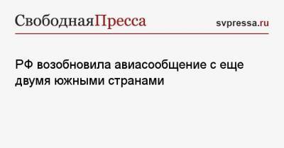 РФ возобновила авиасообщение с еще двумя южными странами - svpressa.ru - Россия - Москва - Азербайджан - Армения - Ереван