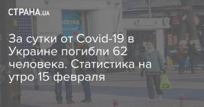 За сутки от Covid-19 в Украине погибли 62 человека. Статистика на утро 15 февраля - strana.ua
