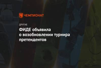 ФИДЕ объявила о возобновлении турнира претендентов - championat.com - Екатеринбург