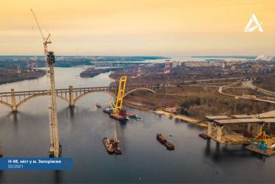 В Запорожье продолжается строительство вантового моста через Днепр, – ВИДЕО - inform.zp.ua - Запорожье
