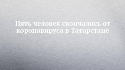 Пять человек скончались от коронавируса в Татарстане - chelny-izvest.ru - республика Татарстан