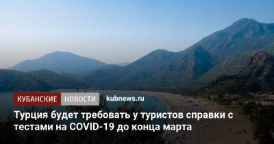 Турция будет требовать у туристов справки с тестами на COVID-19 до конца марта - kubnews.ru - Турция