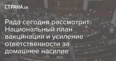 Рада сегодня рассмотрит Национальный план вакцинации и усиление ответственности за домашнее насилие - strana.ua