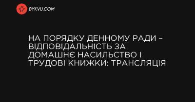 В повестке дня Рады – ответственность за домашнее насилие и трудовые книжки: трансляция - bykvu.com - Украина